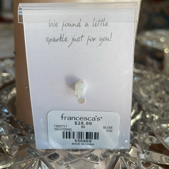 Francesca’s X Shaped Signature Silver Ring Size 7 Sterling Silver Cubic Zirconia - Picture 3 of 9